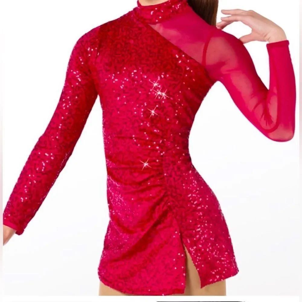 Weissman Dance dress red sequin costume Me Against The Music 12192 Child MC